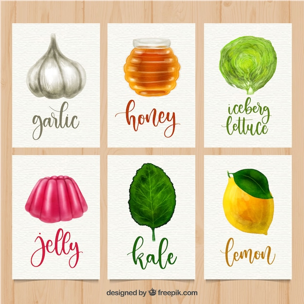 watercolor,food,card,leaf,vegetables,fruits,colorful,cooking,healthy,dinner,cards,eat,print,healthy food,diet,lunch,nutrition,eating,garlic,pack