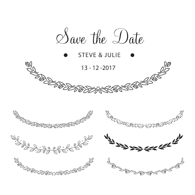 wedding,hand,leaf,hand drawn,leaves,save the date,branch,date,branches,drawn,save,dividers,collection,set