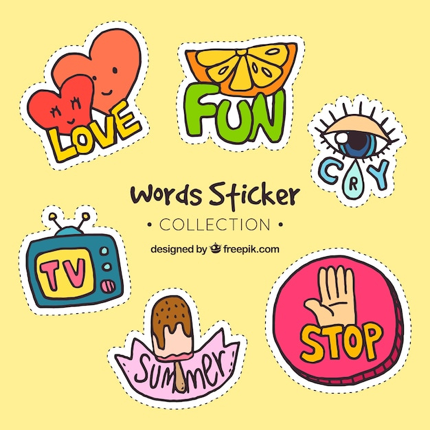 love,summer,sticker,comic,colorful,tv,creative,stickers,fun,funny,stop,word,words,pack,cry,collection,set,colection