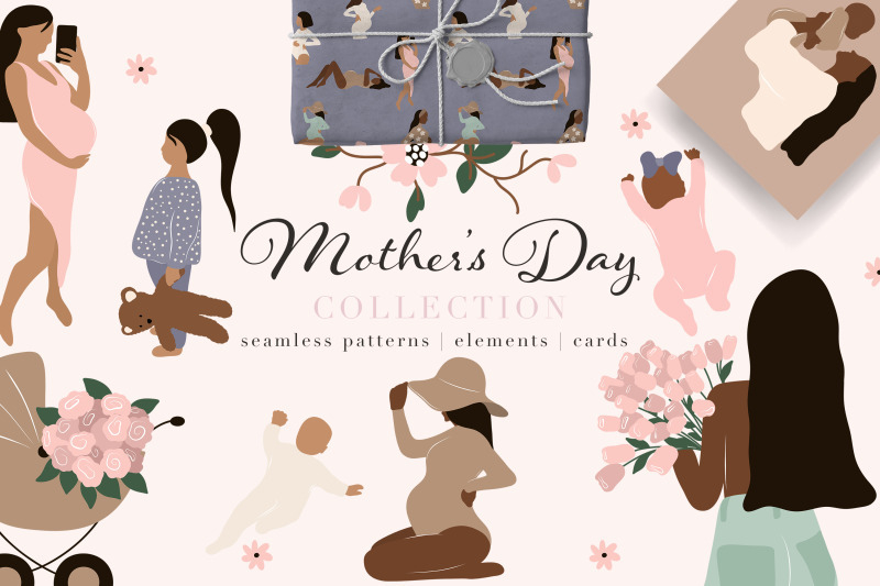 mothers day,patterns,seamless,cards,elements
