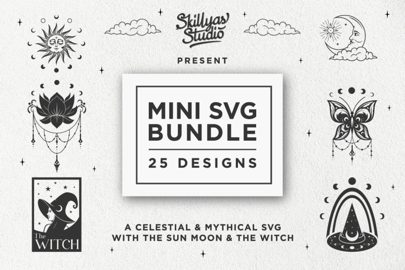 SVG,EPS,JPEG,PNG,AI,Celestial,Mythical,sun,moon,witch
