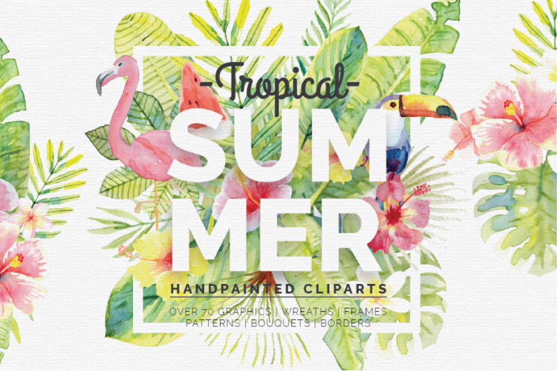 cliparts,summer,tropical,handpainted