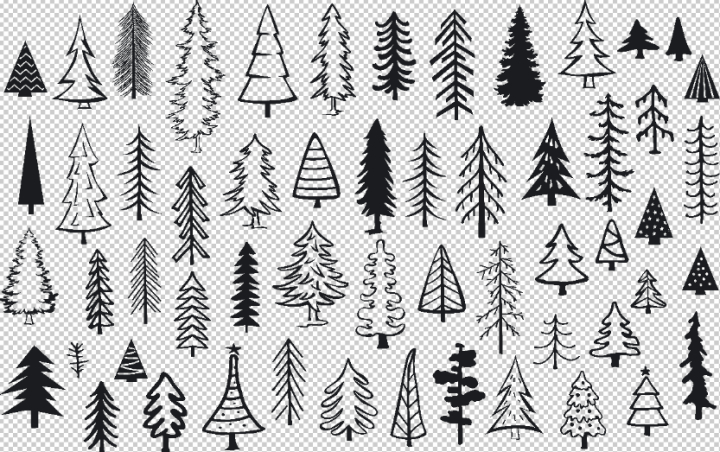 christmas trees,png,tree,drawn,cute,doodle,forest,forest trees,hand drawn,new year,xmas tree