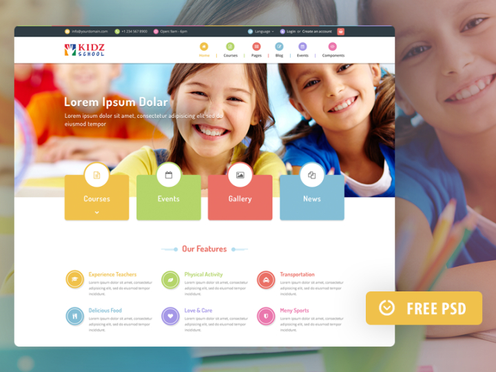 kid,kid template,education,theme,web design,kids,children,interface,kid education