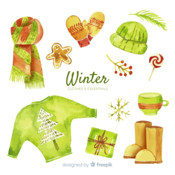 Winter Essentials Collection Hand Drawn Vector Stock Vector
