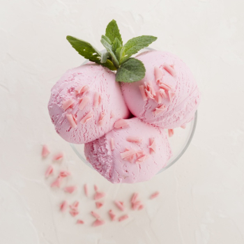 Strawberry Pink Ice Cream Scoop Background Macro Shot Stock Photo