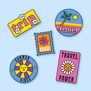 Free: 70s style travel sticker collection Free Vector 