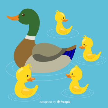 Free: Flat design floating yellow rubber duck Free Vector 