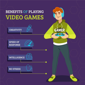 Free Vector  Character infographic about benefits of playing games