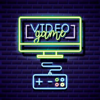 Neon video games Royalty Free Vector Image - VectorStock