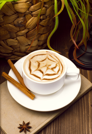 Cappuccino coffee with tree latte art, free image by rawpixel.com