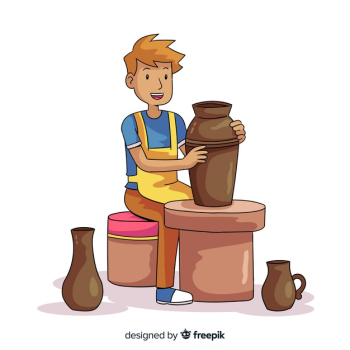 Free: Hand drawn person making pottery Free Vector 