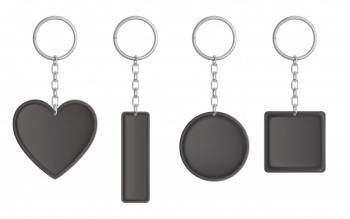 Free: Keychains set. metal round, rectangular and heart Free Vector 