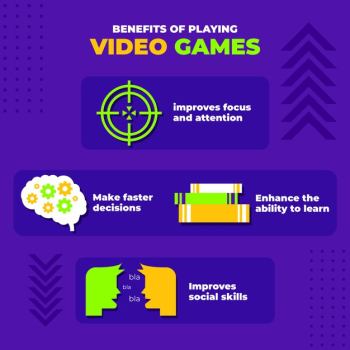 Free Vector  Character infographic about benefits of playing games