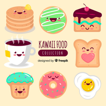Kawaii Food Collection stock vector. Illustration of fries - 149034349