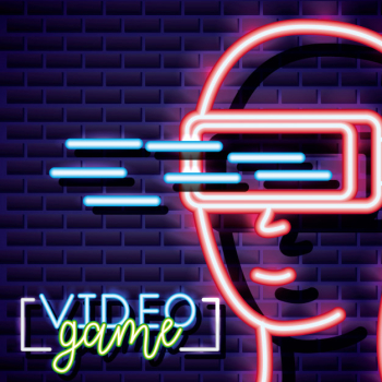 Neon video games Royalty Free Vector Image - VectorStock