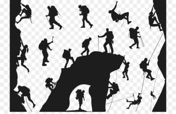 mountain climbers silhouette