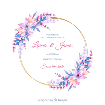 Floral frame wedding invitation template Free Vector