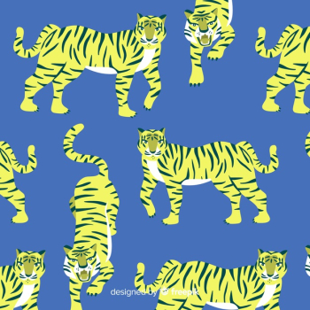 Free: Hand drawn vintage tiger pattern Free Vector 