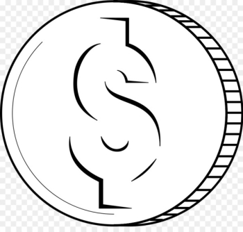 Coin Black and white Penny Clip art - Dollar Sign Outline 