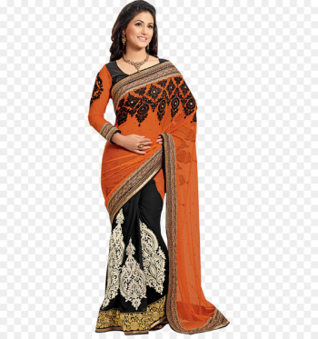Free: Hina Khan Wedding sari Georgette Lehenga-style saree - clearance sale. png 