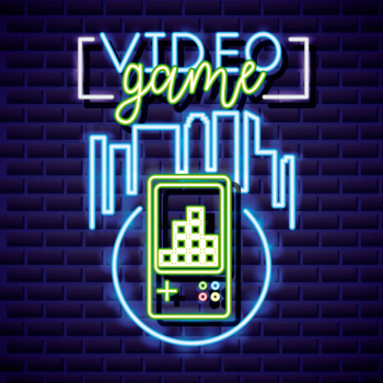 Neon video games Royalty Free Vector Image - VectorStock