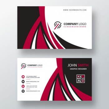 Red font and back business card Free Psd
