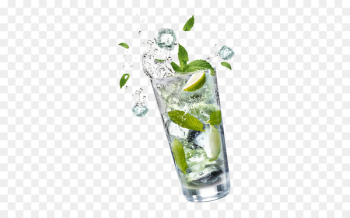 Mojito cocktail with lime and mint in highball glass on a grey stone  background Stock Photo by annapustynnikova