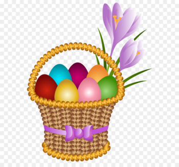 Happy Easter day colorful eggs in basket top view 14466539 PNG