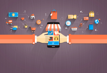  Online Shopping - Shopping with Smartphone Flat Design 