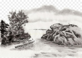 Draw Waterside Landscape in Jpanese Ink Wash Painting Book from Japan -  Books WASABI