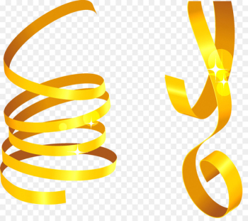 Ribbon Streamers Clipart Vector, Yellow Ribbon Streamers, Yellow