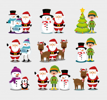 Set of christmas characters 1406367 Vector Art at Vecteezy