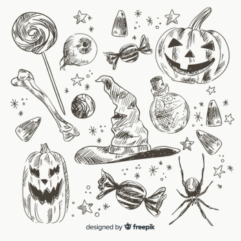 Halloween doodle hand drawing element vector set 12005878 Vector Art at  Vecteezy