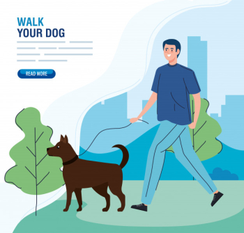 Man walking dog cartoon - Top vector, png, psd files on 