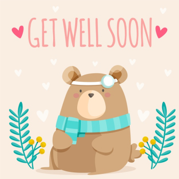 Free Vector  Get well soon quote and bear with hot chocolate