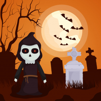Halloween vampire in the night cemetery Stock Vector by ©stekloduv 85212316