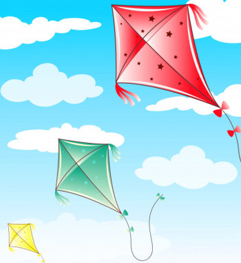 kite flying clipart