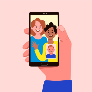 Friends chatting online flat vector illustration. Relatives using  smartphones, cellphones for video conferencing, making calls. Boys, girls  on phone screen, display. Mobile communication app 1810977 Vector Art at  Vecteezy