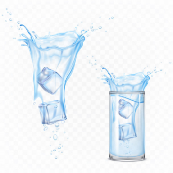 Premium Vector  Two ice cubes in water puddle