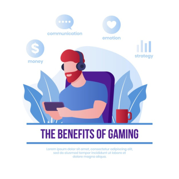 Free Vector  Character infographic about benefits of playing games