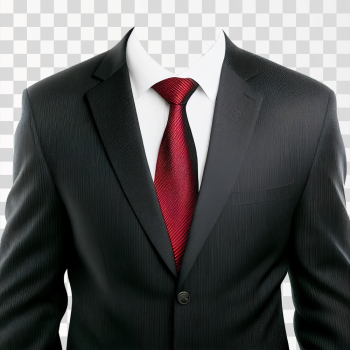Men Suit Black With A Red Tie PNG transparent, free download