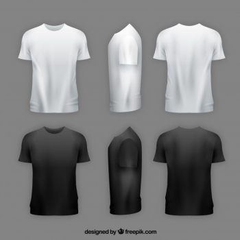 Free Vector  Men's blue t-shirt in different views with realistic style