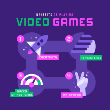 Free Vector  Character infographic about benefits of playing games