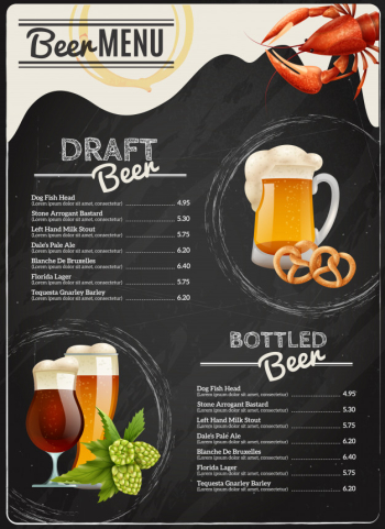 Beer chalkboard menu Free Vector