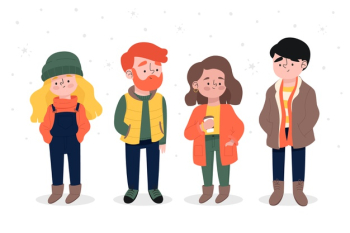 Free: Young people wearing winter clothes on a snowy day Free Vector -  