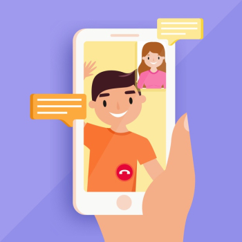 Friends chatting online flat vector illustration. Relatives using  smartphones, cellphones for video conferencing, making calls. Boys, girls  on phone screen, display. Mobile communication app 1810977 Vector Art at  Vecteezy