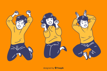 Free Vector  Set of teenagers reading in korean drawing style
