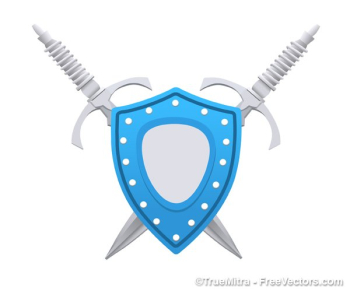 Crossed swords and a shield Royalty Free Stock SVG Vector