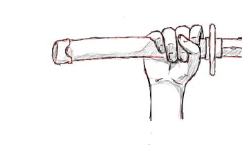 Cartoon hand with knife symbol  CanStock